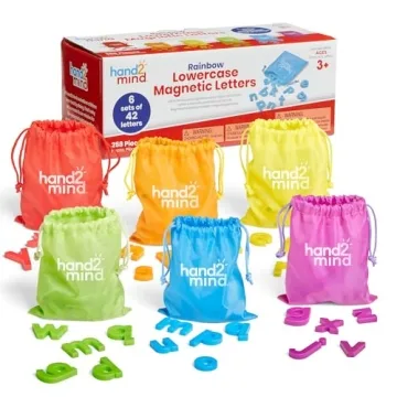 hand2mind Rainbow Lowercase Magnetic Letters - Engage Kids with Colorful Learning