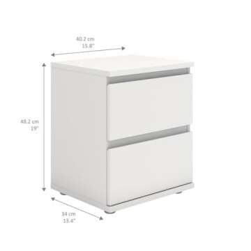 Tvilum 2 Drawer Bedroom Nighstand, White