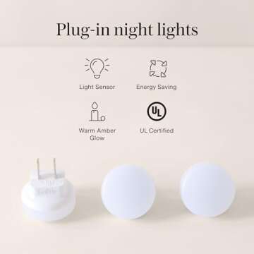 Loftie Night Lights Plug into Wall - 0.5W Plug in Night Light - Warm Amber Glow, Wall Light Sensing Dusk to Dawn - 2000K, UL Certified - Nightlight for Bathroom, Hallway, Bedroom Decor, Kitchen,3-Pack