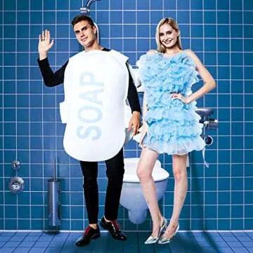 ReneeCho Couple Halloween Loofah & Soap Costume Adults Funny Dress Up Bath Set