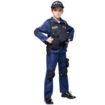 Spooktacular Creations Police SWAT Costume for Kids, S.W.A.T. Police Officer Costume Set for Boys Halloween Cosplay, Role-playing, Carnival Cosplay, Themed Party (Medium, 8-10 yrs)