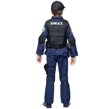 Spooktacular Creations Police SWAT Costume for Kids, S.W.A.T. Police Officer Costume Set for Boys Halloween Cosplay, Role-playing, Carnival Cosplay, Themed Party (Medium, 8-10 yrs)
