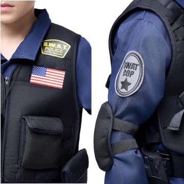 Spooktacular Creations Police SWAT Costume for Kids, S.W.A.T. Police Officer Costume Set for Boys Halloween Cosplay, Role-playing, Carnival Cosplay, Themed Party (Medium, 8-10 yrs)