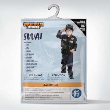 Spooktacular Creations Police SWAT Costume for Kids, S.W.A.T. Police Officer Costume Set for Boys Halloween Cosplay, Role-playing, Carnival Cosplay, Themed Party (Medium, 8-10 yrs)