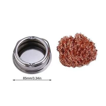 E-outstanding Solder Iron Tip Cleaner Holder, Heat Resistant Stainless Steel Case Brass Wire Cleaner Sponge Ball, no water Needed.