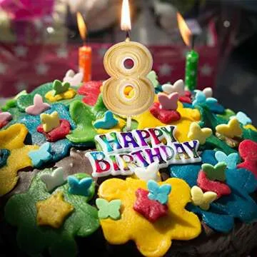 LUTER Gold Birthday Cake Number Candles for Celebrations