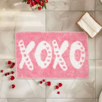 QIONG MENG Valentine's Day Love Bath Rug Decorative 17x27