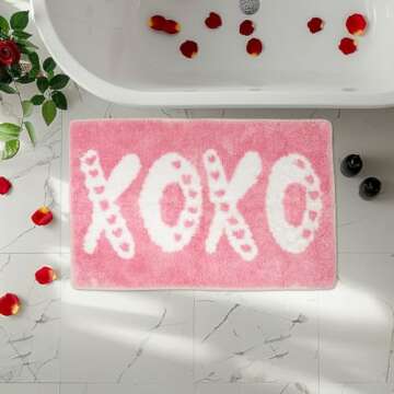 QIONG MENG Valentine's Day Love Bath Rug Decorative 17x27