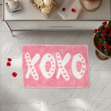 QIONG MENG Valentine's Day Love Bath Rug Decorative 17x27