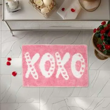 QIONG MENG Valentine's Day Love Bath Rug Decorative 17x27