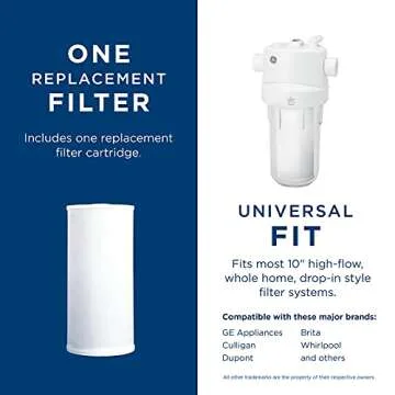 GE FXHTC Whole House Water Filter | Replacement for Water Filtration System | NSF Certified: Reduces Chlorine, Sediment, Rust & Other Impurities | Replace Every 3 Months for Best Results | 1 Filter