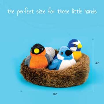 Madzee Bird Toys – Cute Stuffed Animal Bird Nest for Kids – Plush Toy with Birds, Egg, Nest – ...