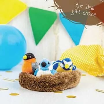 Madzee Bird Toys – Cute Stuffed Animal Bird Nest for Kids – Plush Toy with Birds, Egg, Nest – Stimulating Plush Bird Nest for Creative Play