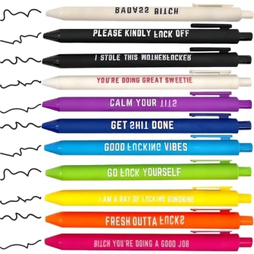 Nylea Funny Pens 11pcs Set - Daily Pen for Office & Coworkers - Fun Quote Ballpoint Pen - Swear Word...