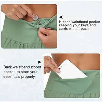 THE GYM PEOPLE Womens High Waisted Running Shorts Quick Dry Athletic Workout Shorts with Mesh Liner Zipper Pockets (Jasmine Green, X-Large)