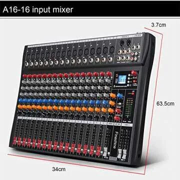 Fineshine 8/12/16 Channel Audio Mixer Sound Mixing Console with Bluetooth USB,PC Recording Input, XLR Microphone Jack, 48V Power, RCA Input/Output for Professional and Beginners (16 channel)