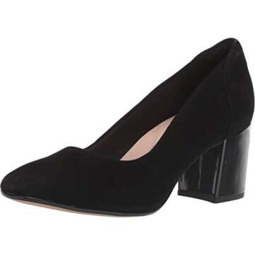 Clarks Chantelle Ava Pump, Black Suede, 9 M US
