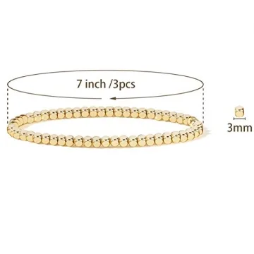 14K Gold Plated Bead Ball Bracelets Women Elegant Stretchable