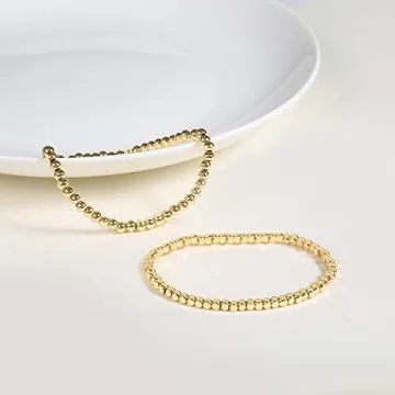 14K Gold Plated Bead Ball Bracelets Women Elegant Stretchable