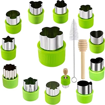 14 Pcs Fruit Vegetable Cookie Cutters Shapes Sets Stainless Steel Food Mini Pie Cookie Stamps Mold f...
