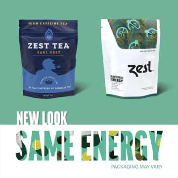 Zest 150mg High Caffeine Energy Loose Leaf Blend - Earl Grey Black Tea - 4 Oz - Hot or Iced - All Na...