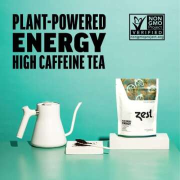 Zest 150mg High Caffeine Energy Loose Leaf Blend - Earl Grey Black Tea - 4 Oz - Hot or Iced - All Natural Strong Flavored Healthy Coffee Alternative Highly Caffeinated Substitute - Perfect for Keto