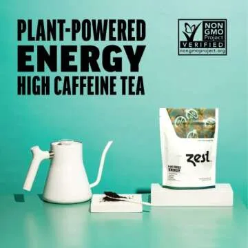 Zest 150mg High Caffeine Energy Loose Leaf Blend - Earl Grey Black Tea - 4 Oz - Hot or Iced - All Natural Strong Flavored Healthy Coffee Alternative Highly Caffeinated Substitute - Perfect for Keto