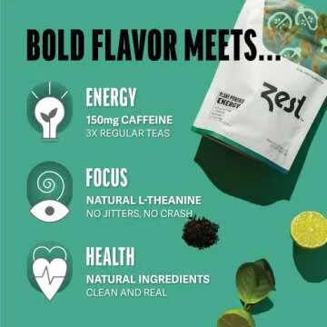 Zest 150mg High Caffeine Energy Loose Leaf Blend - Earl Grey Black Tea - 4 Oz - Hot or Iced - All Natural Strong Flavored Healthy Coffee Alternative Highly Caffeinated Substitute - Perfect for Keto