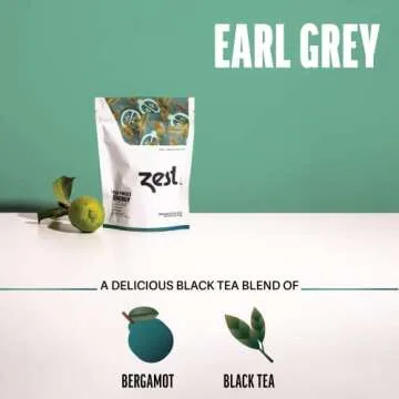 Zest 150mg High Caffeine Energy Loose Leaf Blend - Earl Grey Black Tea - 4 Oz - Hot or Iced - All Natural Strong Flavored Healthy Coffee Alternative Highly Caffeinated Substitute - Perfect for Keto