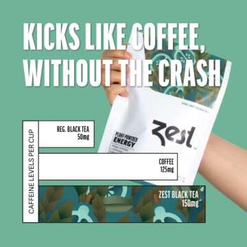 Zest 150mg High Caffeine Energy Loose Leaf Blend - Earl Grey Black Tea - 4 Oz - Hot or Iced - All Natural Strong Flavored Healthy Coffee Alternative Highly Caffeinated Substitute - Perfect for Keto