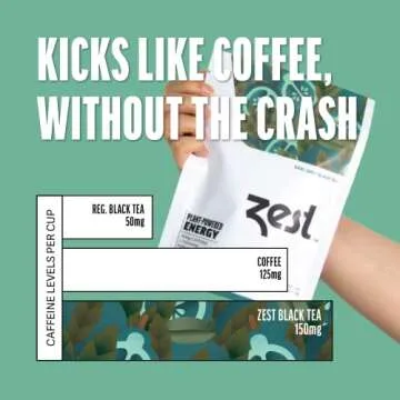 Zest 150mg High Caffeine Energy Loose Leaf Blend - Earl Grey Black Tea - 4 Oz - Hot or Iced - All Natural Strong Flavored Healthy Coffee Alternative Highly Caffeinated Substitute - Perfect for Keto