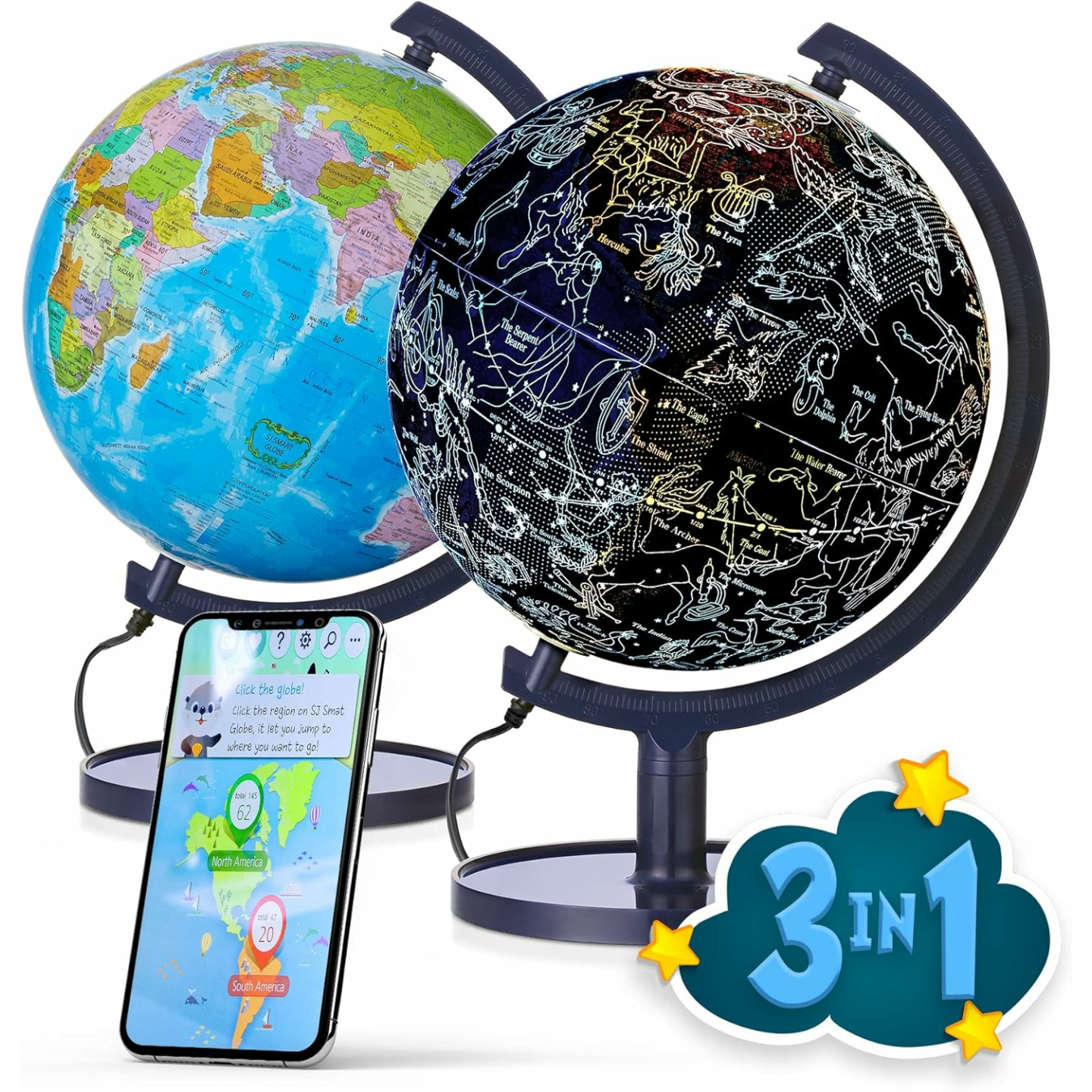 Interactive 10" Kids Globe - STEM, LED, Fun Facts