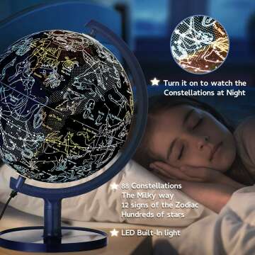 Interactive 10" Kids Globe - STEM, LED, Fun Facts