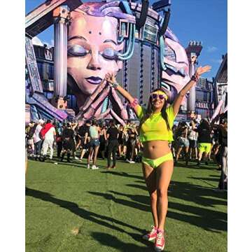 Neon Yellow Sheer Mesh Rave Crop Top for Women