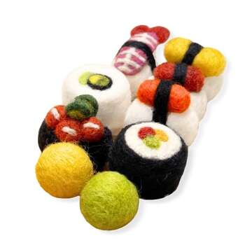 Woolbuddy Cat Toy - Cat Sushi Toy, 8pcs, Wool Cat Toy for Boredom & Stimulating, Cute Interactive Ca...