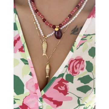 Stylish Alyxuy 3 Pc Fish Charm Choker Necklace for Women