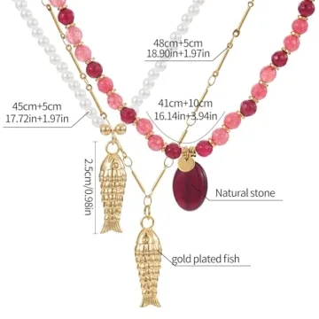 Stylish Alyxuy 3 Pc Fish Charm Choker Necklace for Women