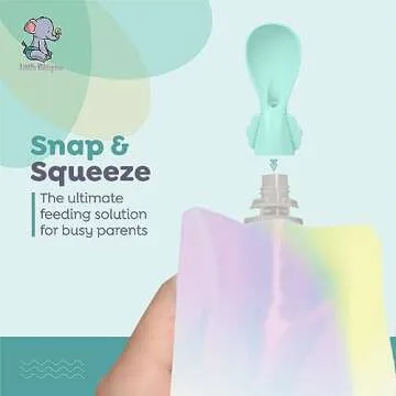 LittleWhispers Baby Pouch Spoon Attachment - 3 Silicone Baby Food Pouch Spoon Tops - Travel Cases Included - Squeeze Baby Pouch Topper