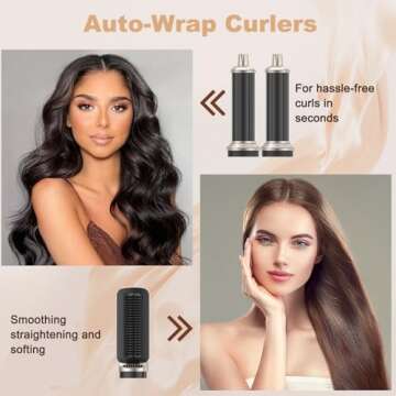 Hair Dryer Brush TECHMERI 6 in 1 Blow Dryer Brush Ions, Detachable Hair Styler Tools, Auto Wrap Curler, Hot Air Brush for Drying, Straightening and Volumizing
