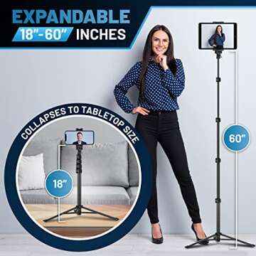 Texlar 60" Phone Tripod with Wireless Remote for Easy Capturing