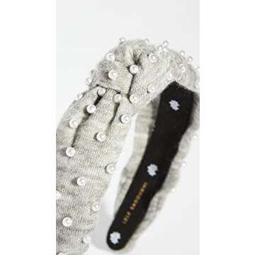 Lele Sadoughi Women's Petite Jeweled Knit Headband, Heather Cardigan, Grey, One Size