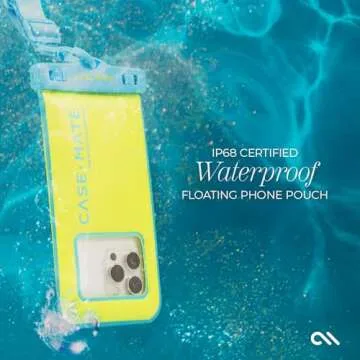 Case-Mate IP68 Waterproof Phone Pouch - Floating Waterproof Phone Case with Crossbody Lanyard - Beach Cruise Ship Travel Essentials - Compatible with All Devices - Touchscreen Friendly - Citrus Splash