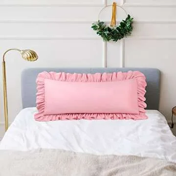 PiccoCasa Soft Ruffle Body Pillowcases in Pink - 20x48"