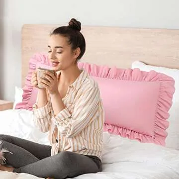 PiccoCasa Soft Ruffle Body Pillowcases in Pink - 20x48"