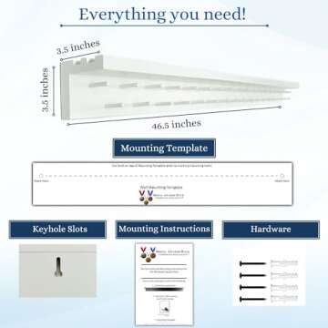 4ft- Medal Awards Rack Premier Medal Hanger Display Rack and Trophy Shelf for Gymnastics, Soccer, Basketball, Football, and More. The Largest Medal and Award Display- 48” - White