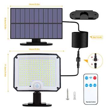 ZEEQII Solar Lights Outdoor Waterproof,208 LED Motion Sensor Outdoor Lights, IP65 Waterproof, Remote...