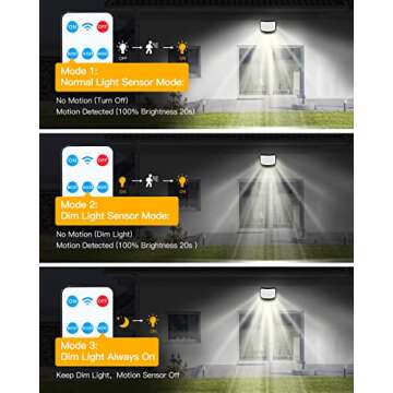 ZEEQII Solar Lights Outdoor Waterproof,208 LED Motion Sensor Outdoor Lights, IP65 Waterproof, Remote Control Solar Powered Outdoor Garden Lights for PatioPool Yard with 16.4ft Cable(2 Pack)