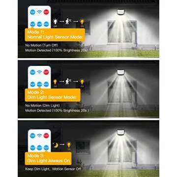 ZEEQII Solar Lights Outdoor Waterproof,208 LED Motion Sensor Outdoor Lights, IP65 Waterproof, Remote Control Solar Powered Outdoor Garden Lights for PatioPool Yard with 16.4ft Cable(2 Pack)