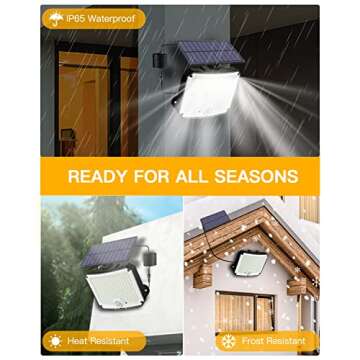 ZEEQII Solar Lights Outdoor Waterproof,208 LED Motion Sensor Outdoor Lights, IP65 Waterproof, Remote Control Solar Powered Outdoor Garden Lights for PatioPool Yard with 16.4ft Cable(2 Pack)