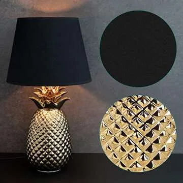 Navaris Gold Pineapple Table Lamp - 13.8" Tropical Decor
